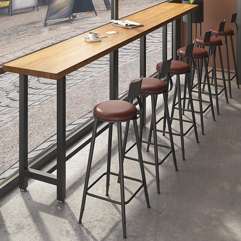 Industrial Metal Bar-stool with Black Base Round Low Back Counter-height Stool for Shop