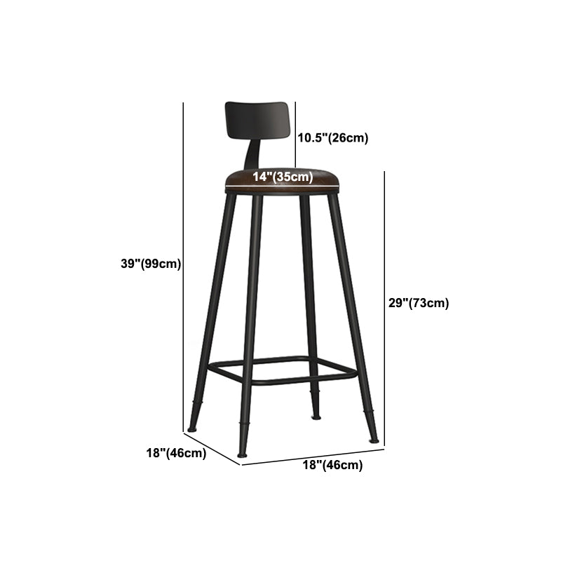 Industrial Metal Bar-stool with Black Base Round Low Back Counter-height Stool for Shop