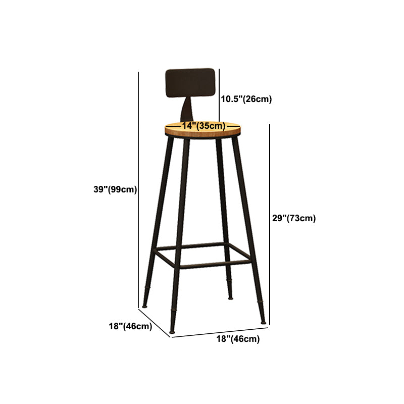 Industrial Metal Bar-stool with Black Base Round Low Back Counter-height Stool for Shop