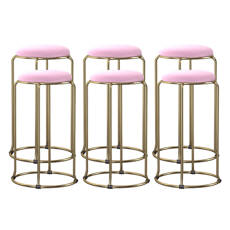 Scandinavian Stackable Armless Bar Stools Round Seat Backless Barstool
