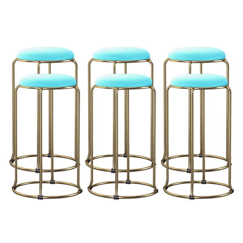 Scandinavian Stackable Armless Bar Stools Round Seat Backless Barstool