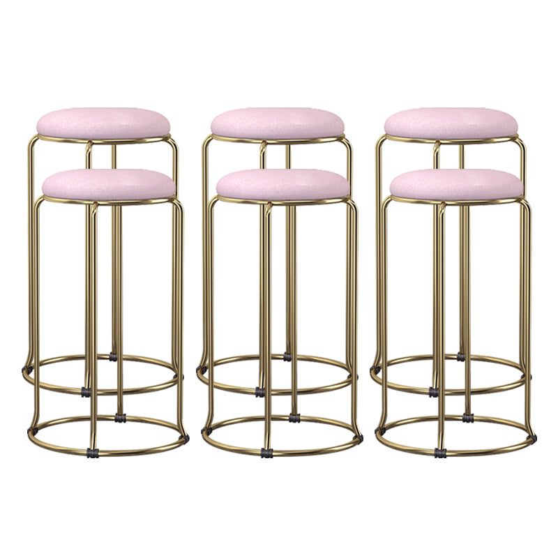 Scandinavian Stackable Armless Bar Stools Round Seat Backless Barstool