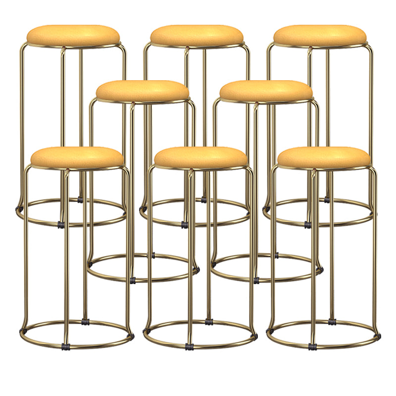 Scandinavian Stackable Armless Bar Stools Round Seat Backless Barstool
