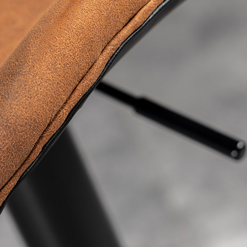 Scandinavian Metal Barstool Low Back Leather Barstools in Matte Finish for Indoor