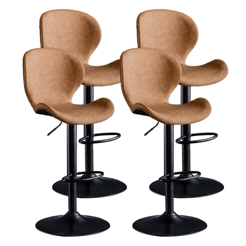 Scandinavian Metal Barstool Low Back Leather Barstools in Matte Finish for Indoor