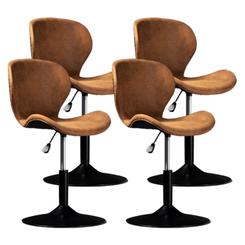 Scandinavian Metal Barstool Low Back Leather Barstools in Matte Finish for Indoor
