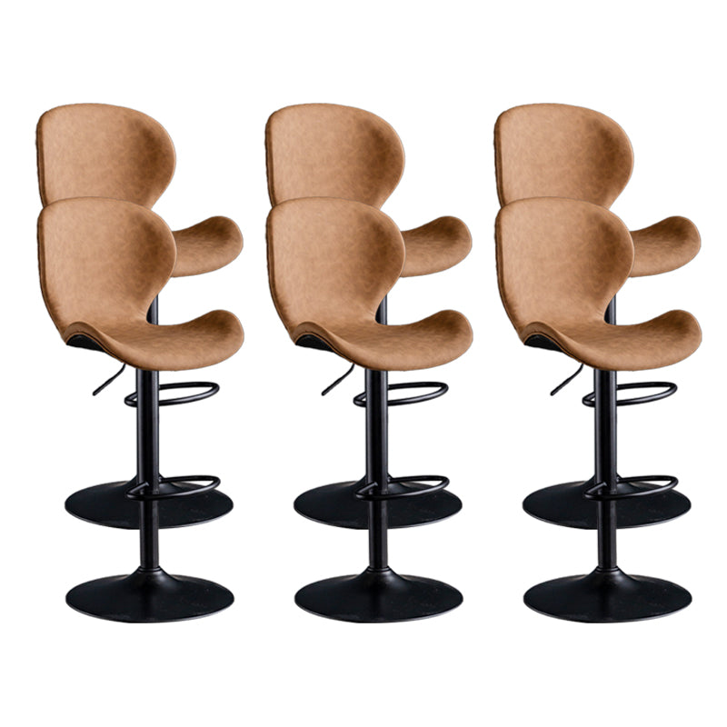 Scandinavian Metal Barstool Low Back Leather Barstools in Matte Finish for Indoor