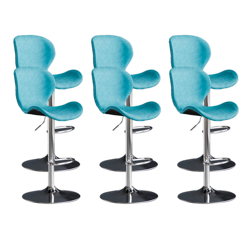 Scandinavian Metal Barstool Low Back Leather Barstools in Matte Finish for Indoor