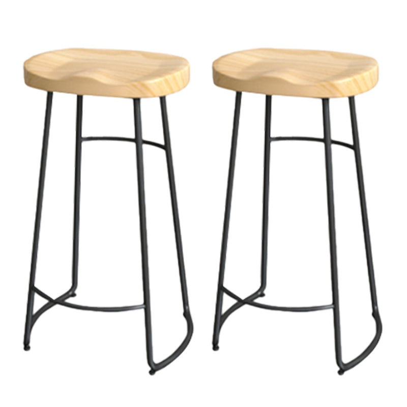 Industrial Saddle Seat Counter and Bar Stool Wood and Metal Backless Bar Stool