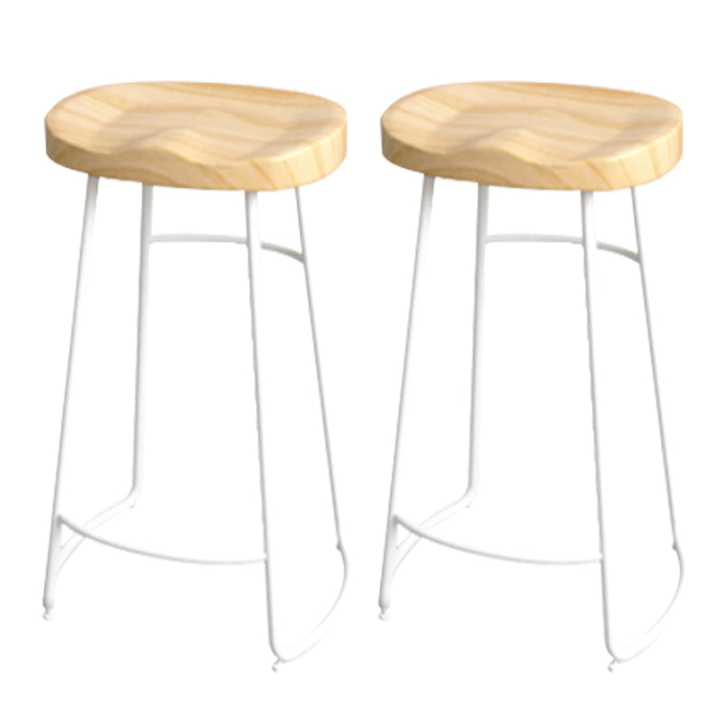 Industrial Saddle Seat Counter and Bar Stool Wood and Metal Backless Bar Stool