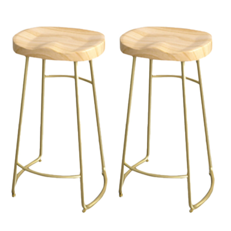 Industrial Saddle Seat Counter and Bar Stool Wood and Metal Backless Bar Stool