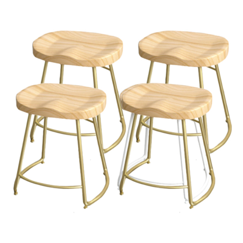 Industrial Saddle Seat Counter and Bar Stool Wood and Metal Backless Bar Stool