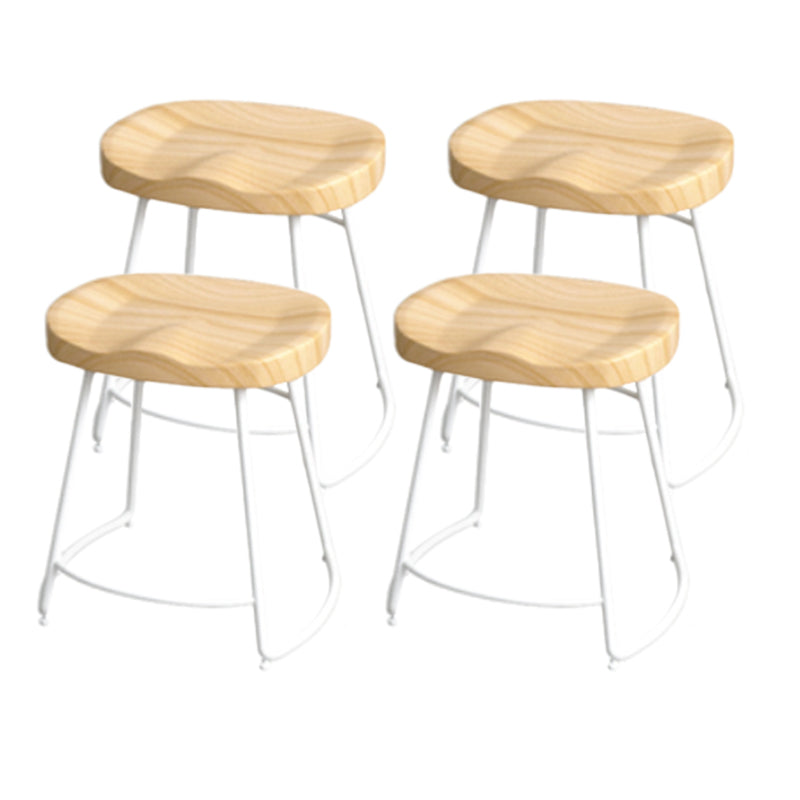 Industrial Saddle Seat Counter and Bar Stool Wood and Metal Backless Bar Stool