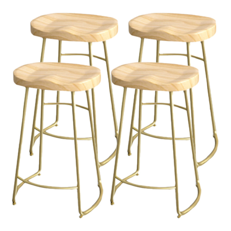 Industrial Saddle Seat Counter and Bar Stool Wood and Metal Backless Bar Stool