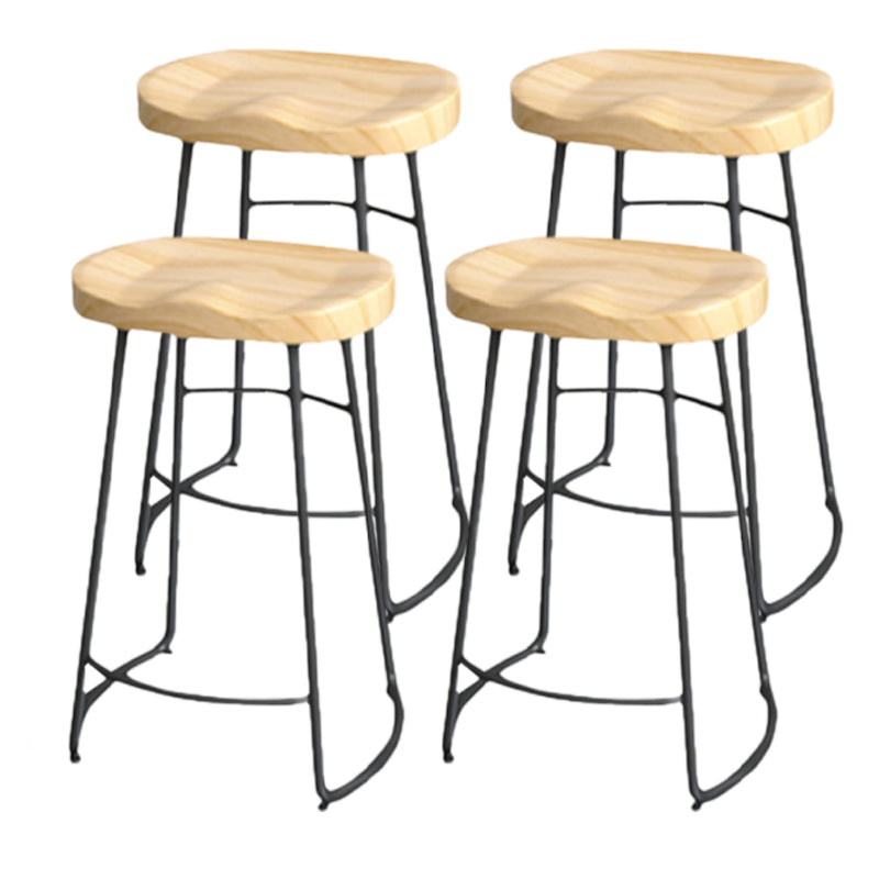 Industrial Saddle Seat Counter and Bar Stool Wood and Metal Backless Bar Stool
