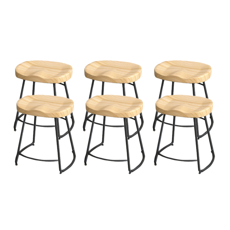 Industrial Saddle Seat Counter and Bar Stool Wood and Metal Backless Bar Stool