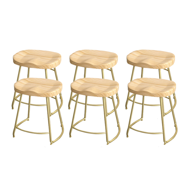 Industrial Saddle Seat Counter and Bar Stool Wood and Metal Backless Bar Stool