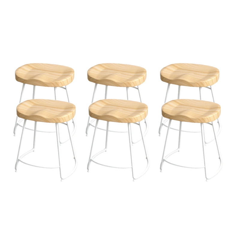 Industrial Saddle Seat Counter and Bar Stool Wood and Metal Backless Bar Stool