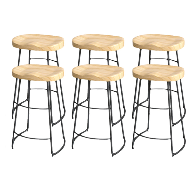 Industrial Saddle Seat Counter and Bar Stool Wood and Metal Backless Bar Stool