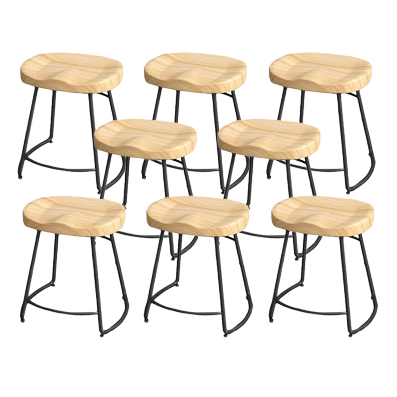 Industrial Saddle Seat Counter and Bar Stool Wood and Metal Backless Bar Stool