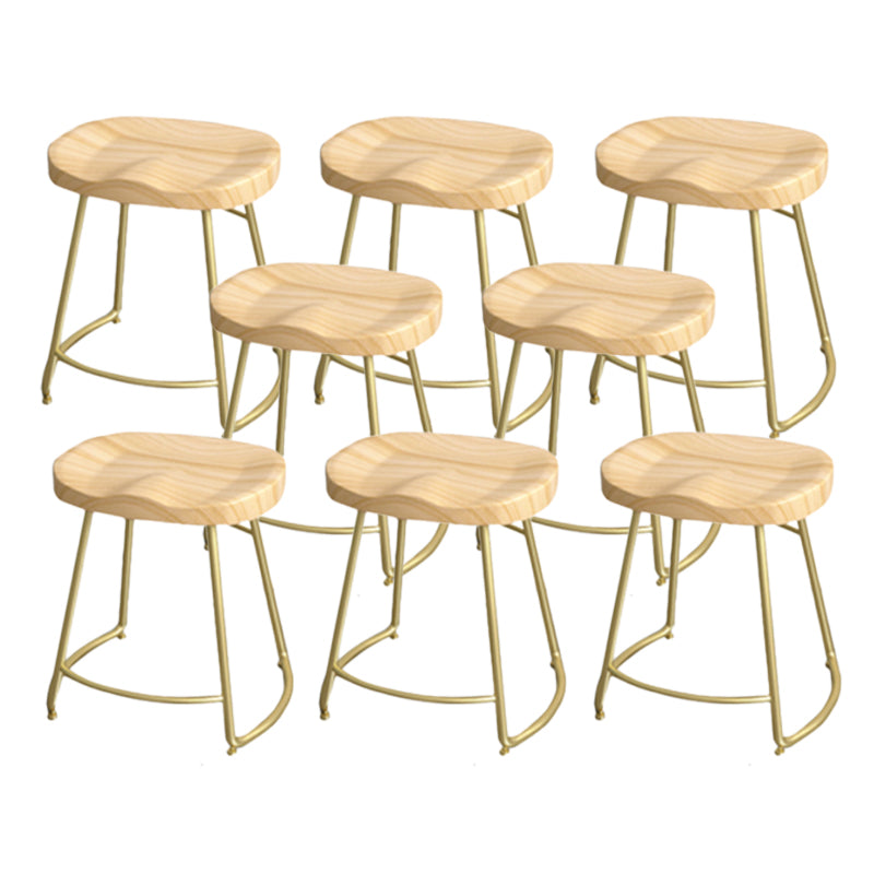Industrial Saddle Seat Counter and Bar Stool Wood and Metal Backless Bar Stool