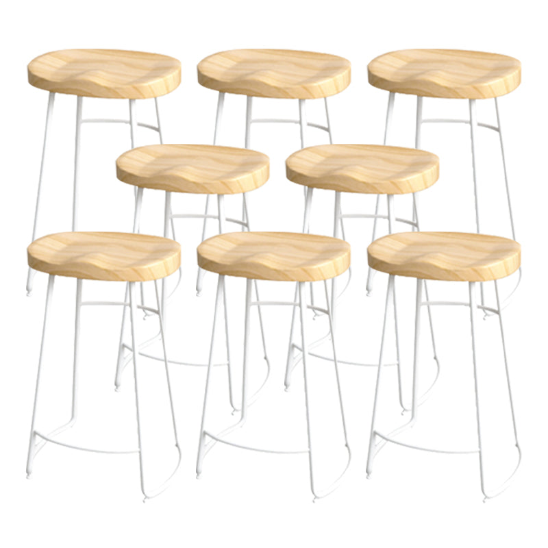 Industrial Saddle Seat Counter and Bar Stool Wood and Metal Backless Bar Stool
