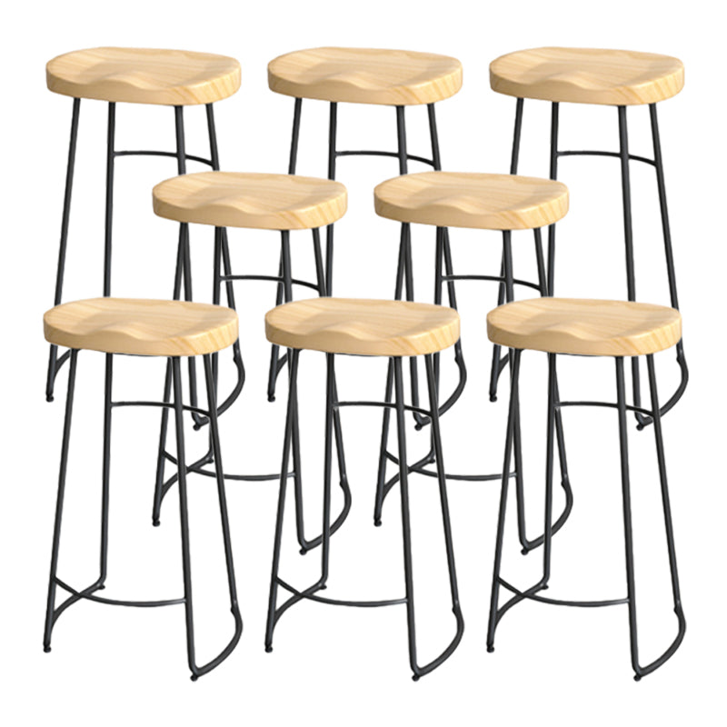 Industrial Saddle Seat Counter and Bar Stool Wood and Metal Backless Bar Stool