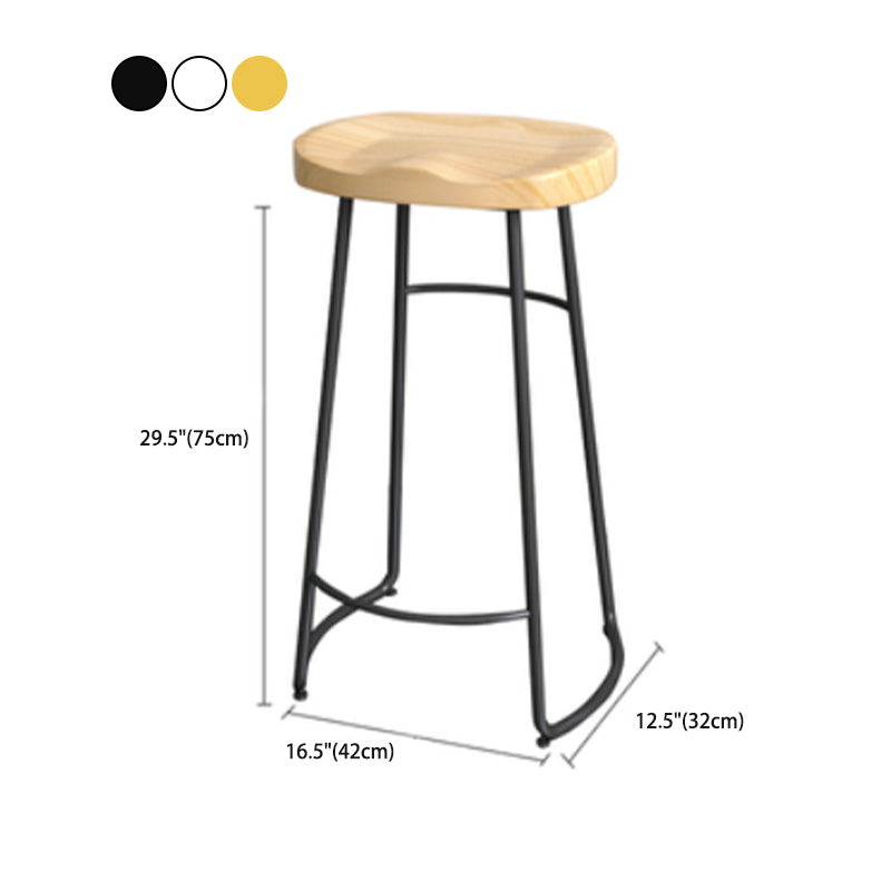 Industrial Saddle Seat Counter and Bar Stool Wood and Metal Backless Bar Stool