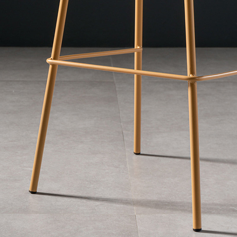 Scandinavian Plastic Bar Stools Low Back Armless Barstool with 4 Iron Legs