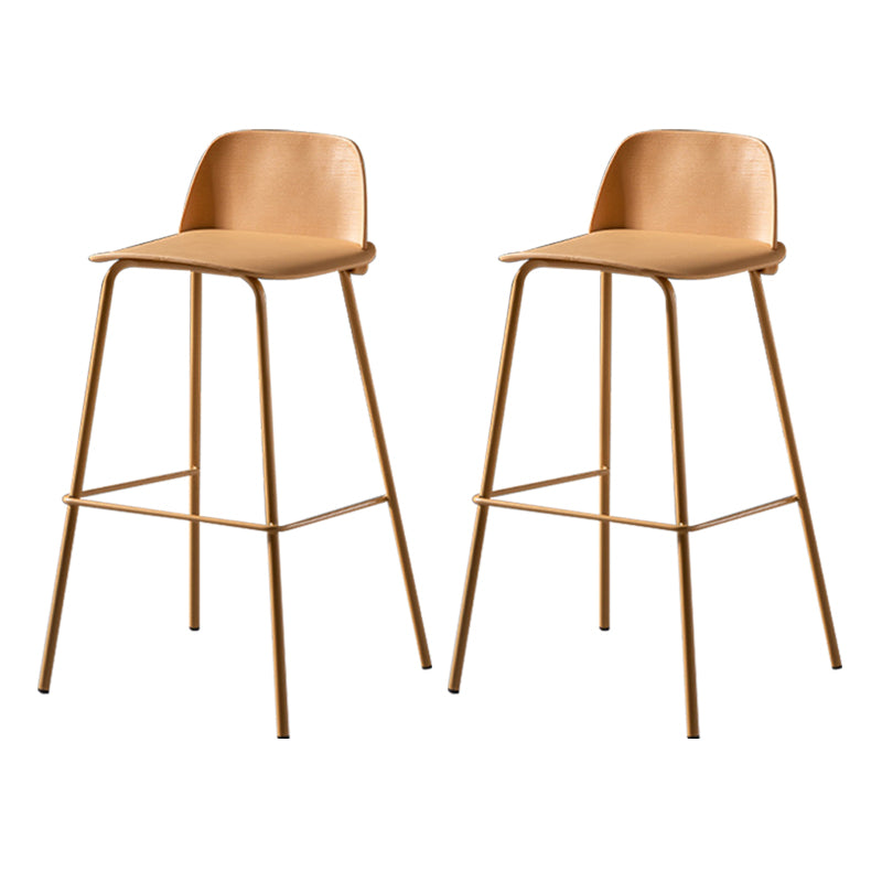 Scandinavian Plastic Bar Stools Low Back Armless Barstool with 4 Iron Legs