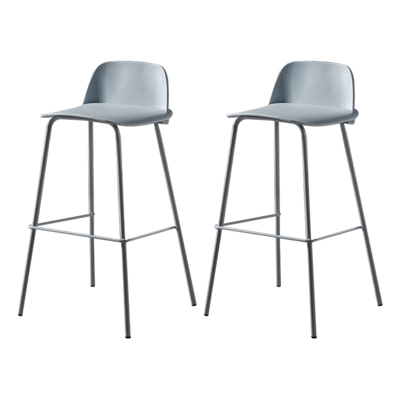 Scandinavian Plastic Bar Stools Low Back Armless Barstool with 4 Iron Legs