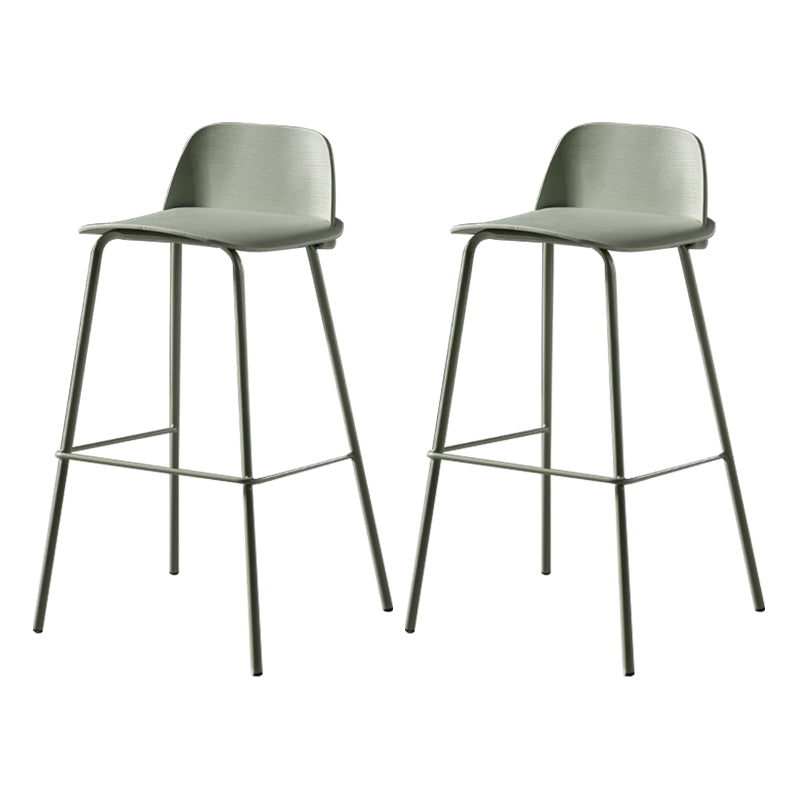 Scandinavian Plastic Bar Stools Low Back Armless Barstool with 4 Iron Legs