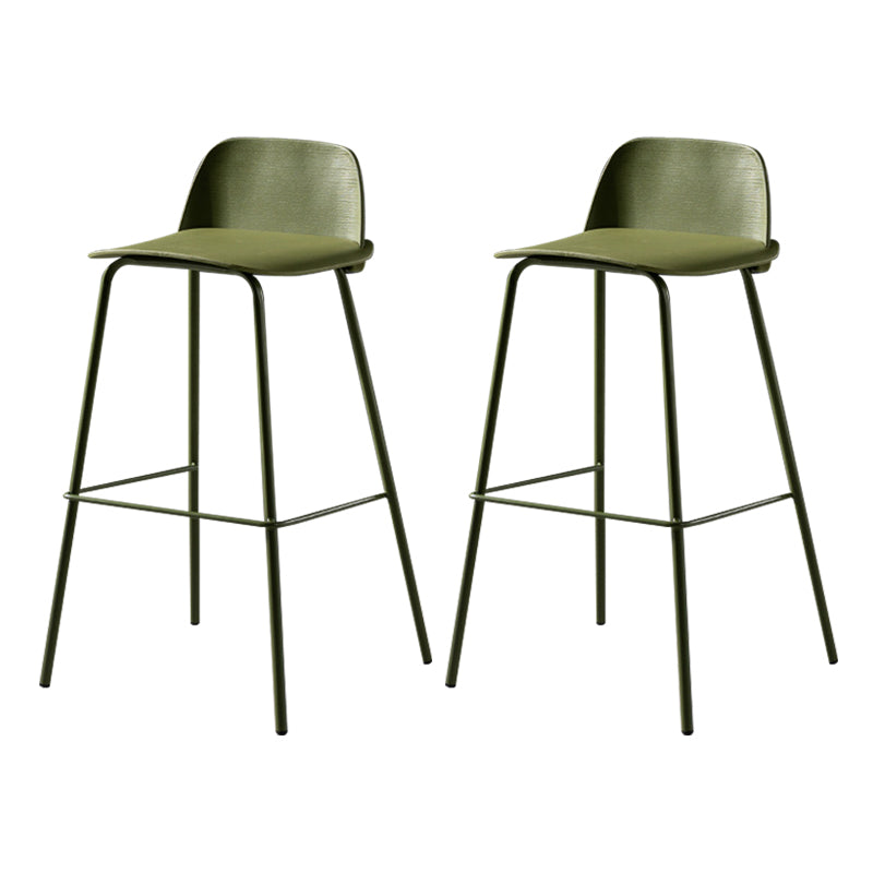 Scandinavian Plastic Bar Stools Low Back Armless Barstool with 4 Iron Legs