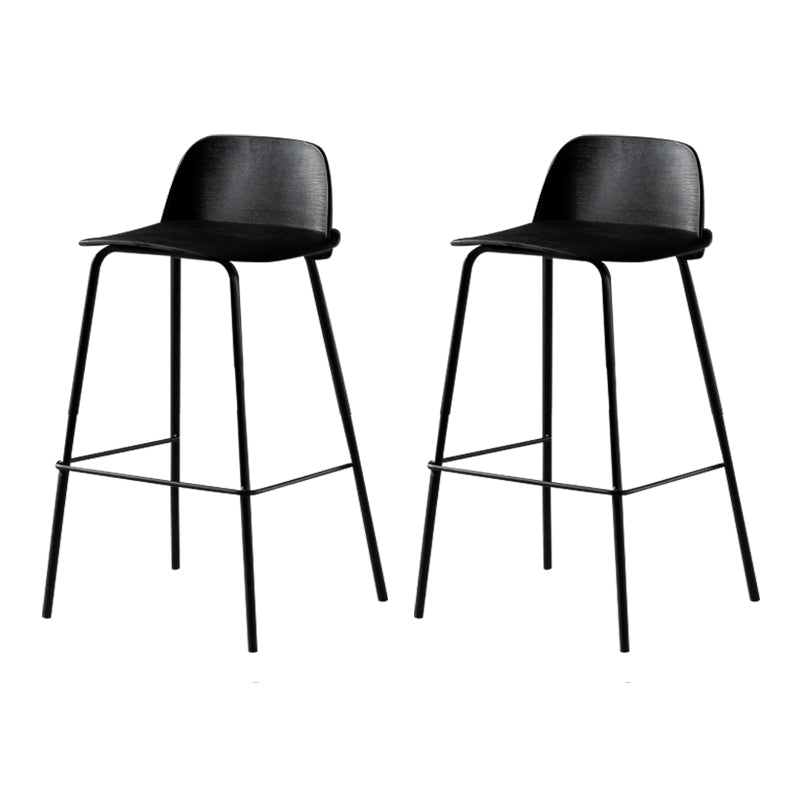 Scandinavian Plastic Bar Stools Low Back Armless Barstool with 4 Iron Legs