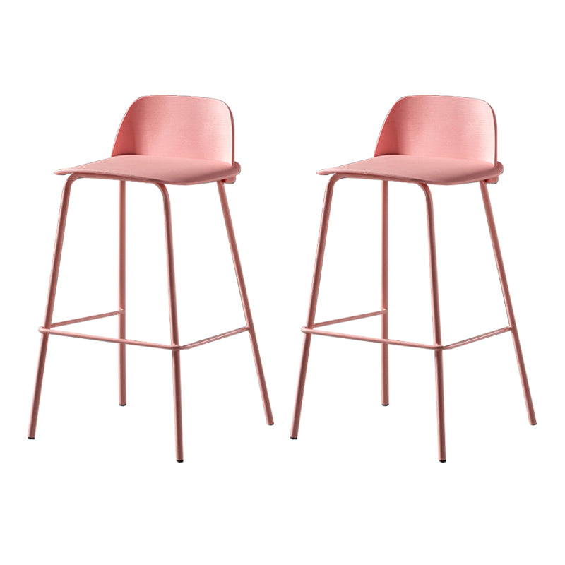 Scandinavian Plastic Bar Stools Low Back Armless Barstool with 4 Iron Legs