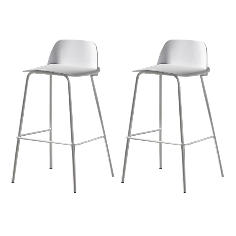 Scandinavian Plastic Bar Stools Low Back Armless Barstool with 4 Iron Legs