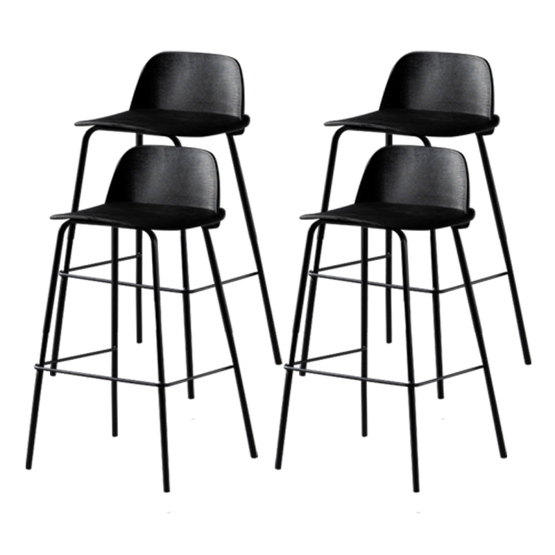 Scandinavian Plastic Bar Stools Low Back Armless Barstool with 4 Iron Legs
