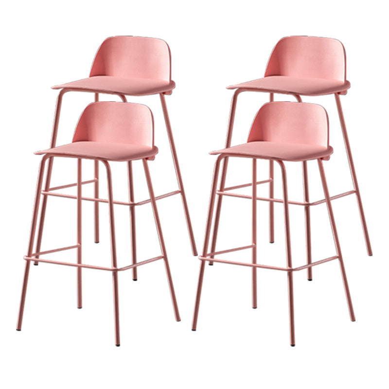 Scandinavian Plastic Bar Stools Low Back Armless Barstool with 4 Iron Legs