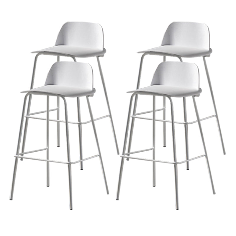 Scandinavian Plastic Bar Stools Low Back Armless Barstool with 4 Iron Legs