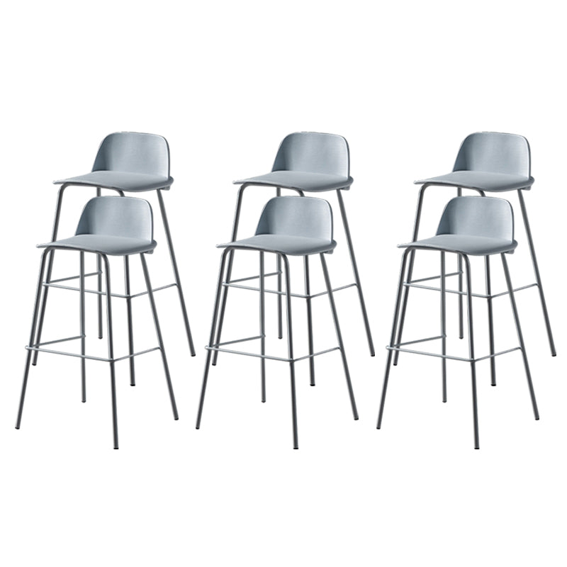 Scandinavian Plastic Bar Stools Low Back Armless Barstool with 4 Iron Legs