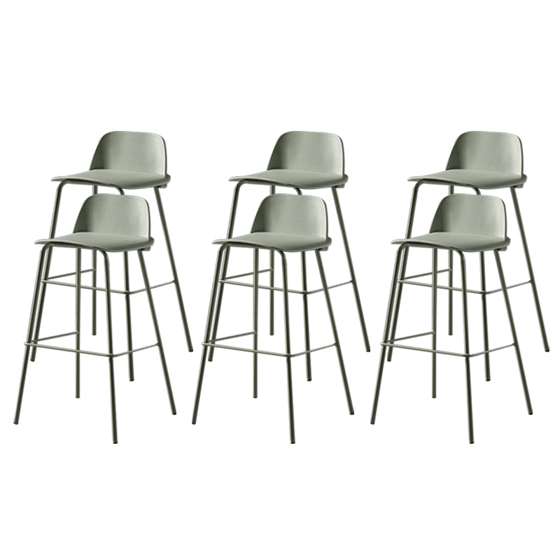 Scandinavian Plastic Bar Stools Low Back Armless Barstool with 4 Iron Legs