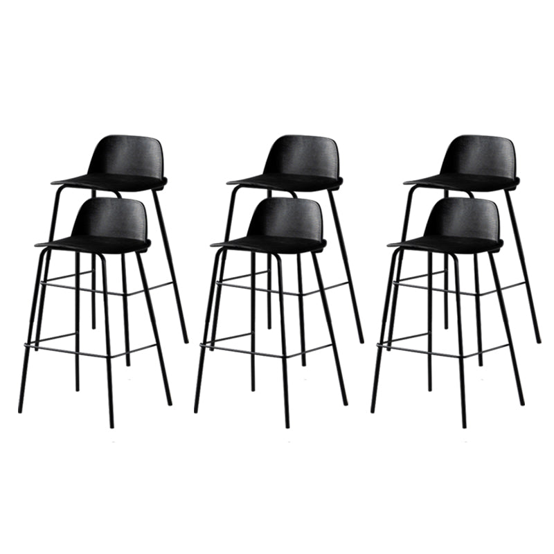 Scandinavian Plastic Bar Stools Low Back Armless Barstool with 4 Iron Legs