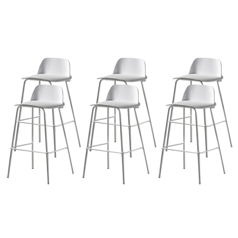 Scandinavian Plastic Bar Stools Low Back Armless Barstool with 4 Iron Legs