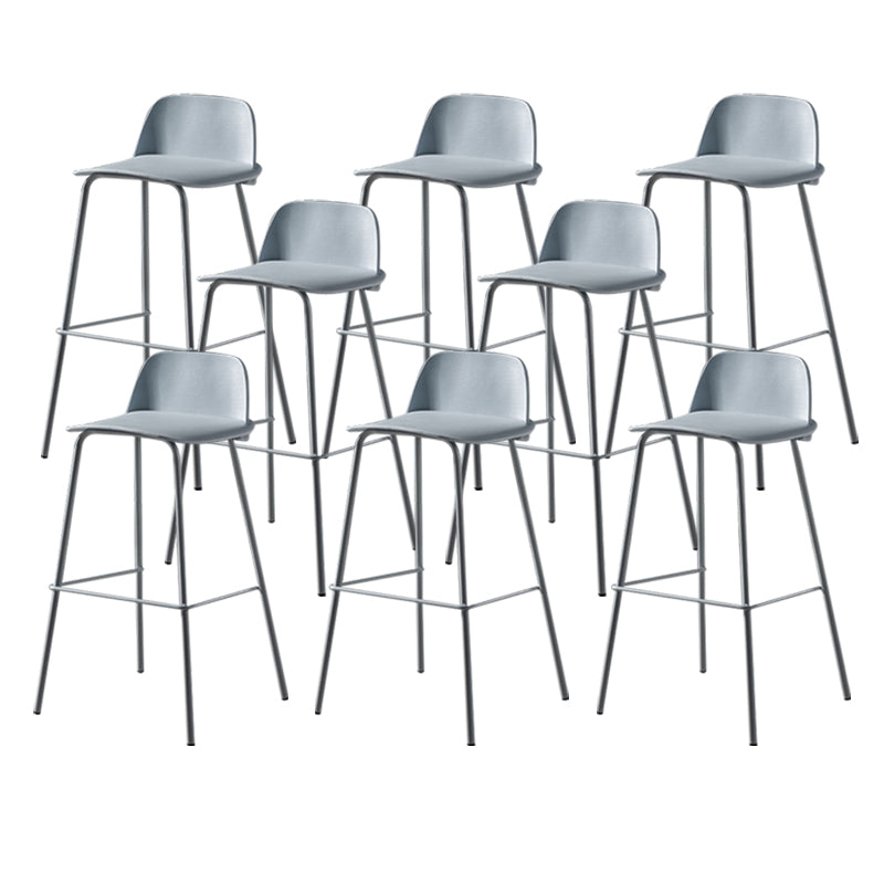 Scandinavian Plastic Bar Stools Low Back Armless Barstool with 4 Iron Legs