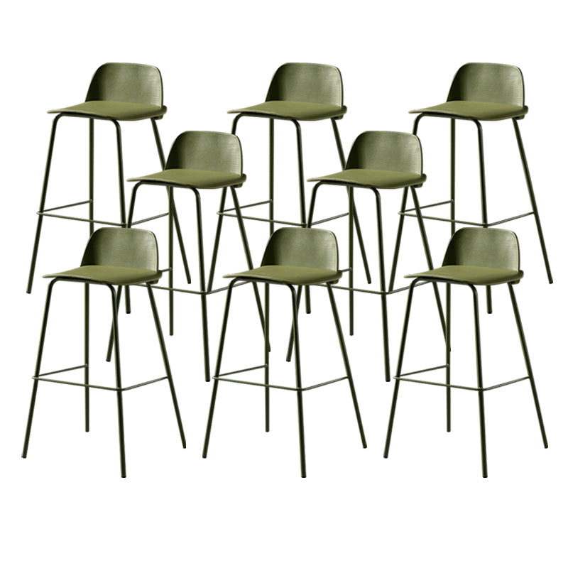 Scandinavian Plastic Bar Stools Low Back Armless Barstool with 4 Iron Legs