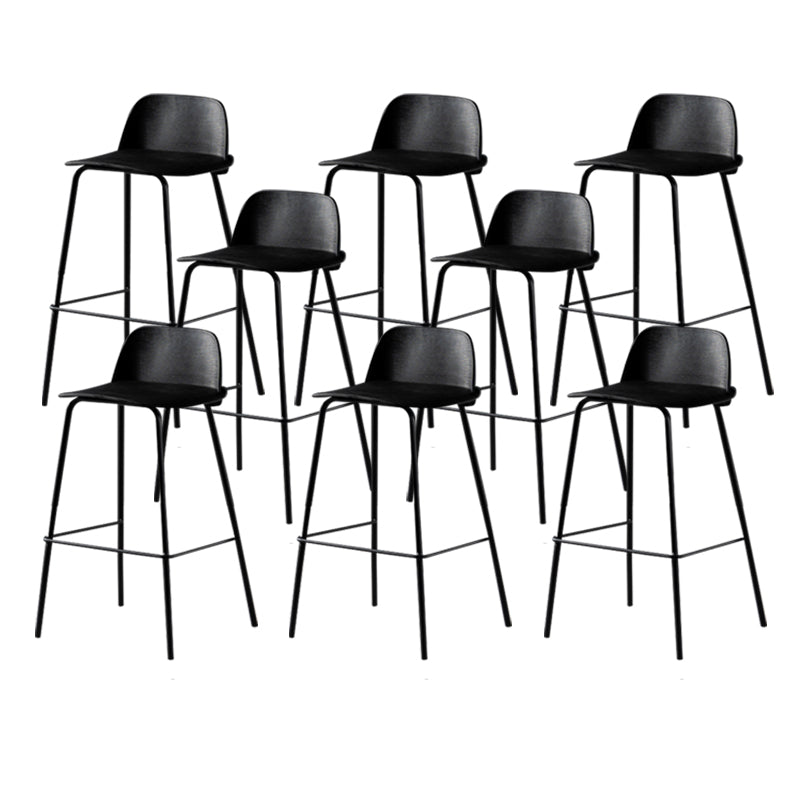 Scandinavian Plastic Bar Stools Low Back Armless Barstool with 4 Iron Legs
