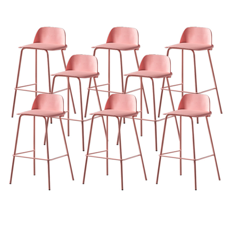 Scandinavian Plastic Bar Stools Low Back Armless Barstool with 4 Iron Legs