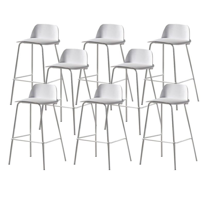 Scandinavian Plastic Bar Stools Low Back Armless Barstool with 4 Iron Legs