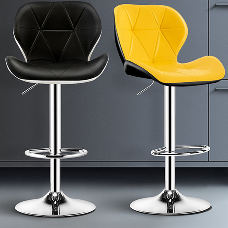 Scandinavian Metal Barstool Adjustable Low Back PU Leather stools in Matte Finish