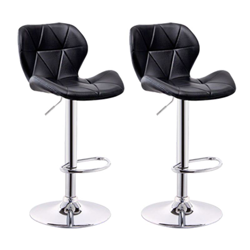 Scandinavian Metal Barstool Adjustable Low Back PU Leather stools in Matte Finish